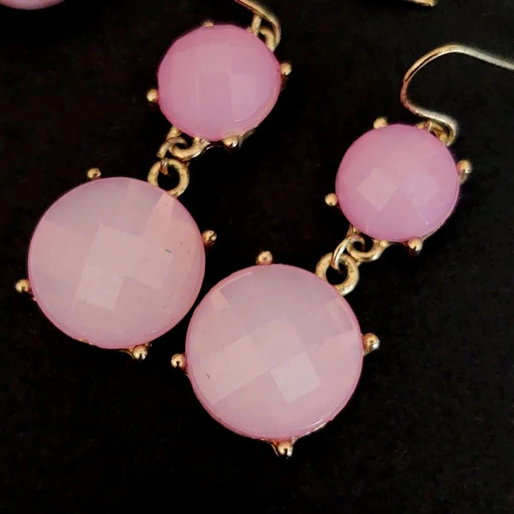 2 tone pink beaded drop earrings